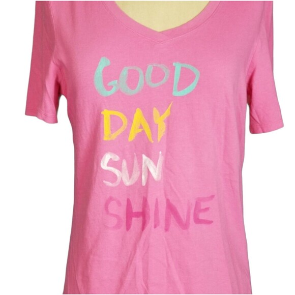 Life is Good Women's Pink Short Sleeve Tee Shirt Good Day Sunshine Small - Picture 2 of 5